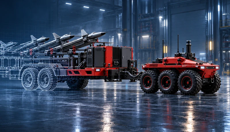 SOTA visualisation: functional equipment on a trailer platform in a workshop.